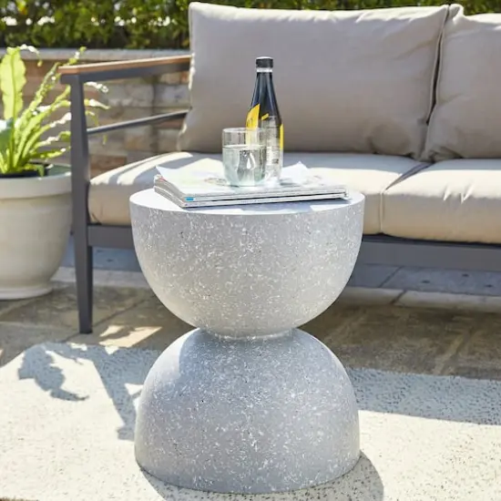 Glitzhome&reg; 18" Multi-Functional Terrazzo Garden Stool Gray {5}