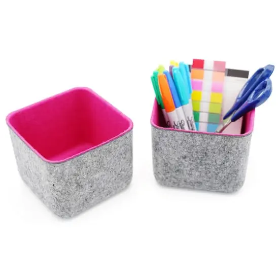 Welaxy Felt 2 Piece Storage Cubes Hot Pink {4}