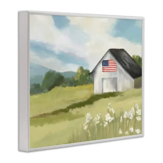 Stupell Industries American Flag on Barn Framed Giclee Art White {4}