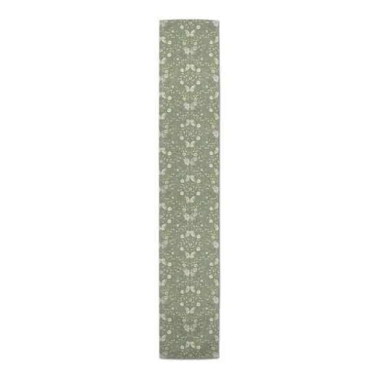 72" Butterfly Pattern Cotton Twill Runner Olive Green {4}