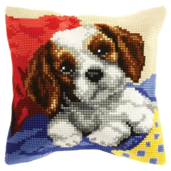 Orchidea Needlepoint Kit Cushion - Printed Canvas Dog {1}