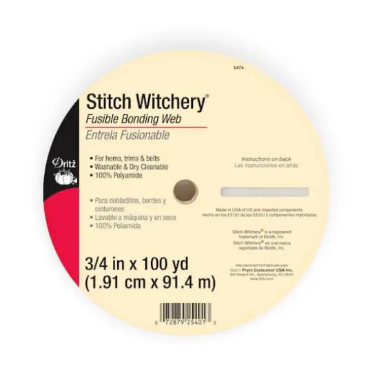 Dritz&reg; Stitch Witchery&reg; White Fusible Bonding Web, 0.75'' x 100yd. {1}