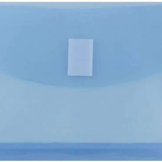 JAM Paper 5.25" x 10" Plastic #10 Business Filing Envelopes with Hook & Loop Closure, 108ct. Blue {4}