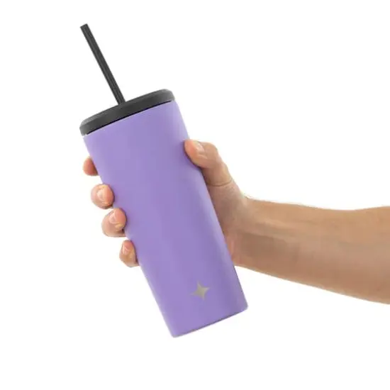 JoyJolt&reg; 20oz. Vacuum Insulated Tumbler with Flip Lid & Straw Purple {8}