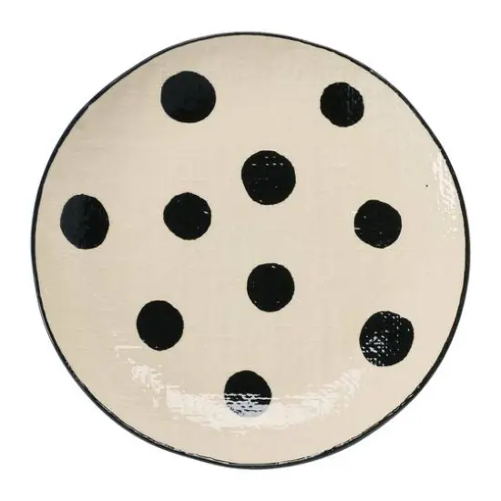 Hello Honey&reg; 8" Black & White Round Hand-Painted Textured Stoneware Plates, 2ct. {5}