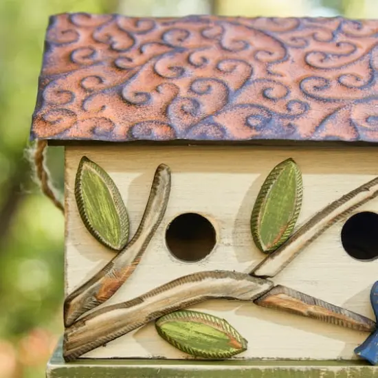 Glitzhome&reg; 15.75" Distressed Cottage Birdhouse White {5}