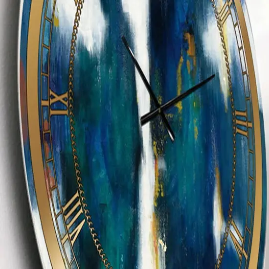 Designart 'Blue Glam Texture I Glam Wall Clock {6}