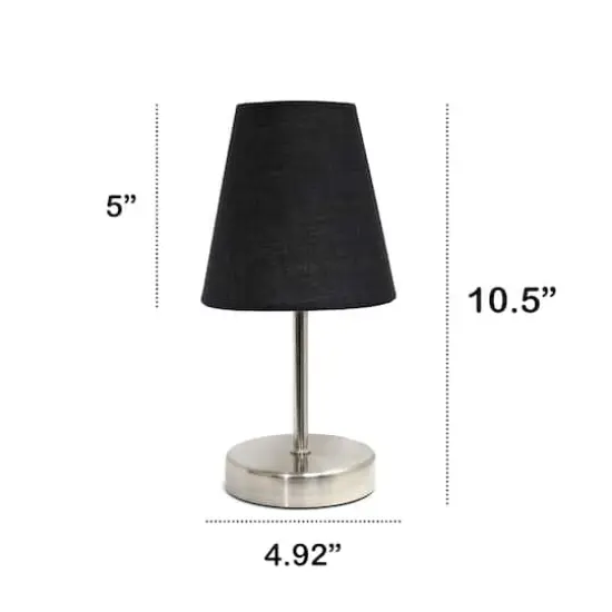 Creekwood Home Nauru 10.5" Sand Nickel Petite Metal Stick Table Lamp Black {4}