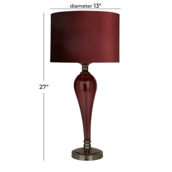 Red Velvet Glam Table Lamp, 27" x 13" x 13" {9}