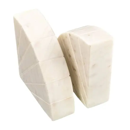 Hello Honey&reg; 6" White Modern Arched Semicircle Marble Bookend Set {5}