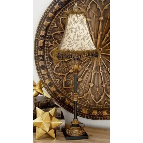Brass Metal Tuscan Table Lamp, 33" x 10" x 10" {11}