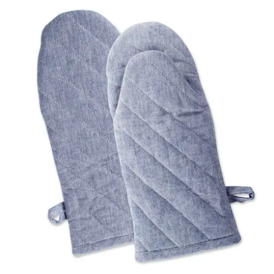 DII&reg; Solid Chambray Oven Mitts, 2ct. Blue {2}