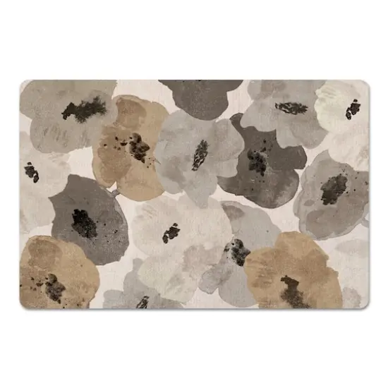 Neutral Floral Pattern Floor Mat {1}