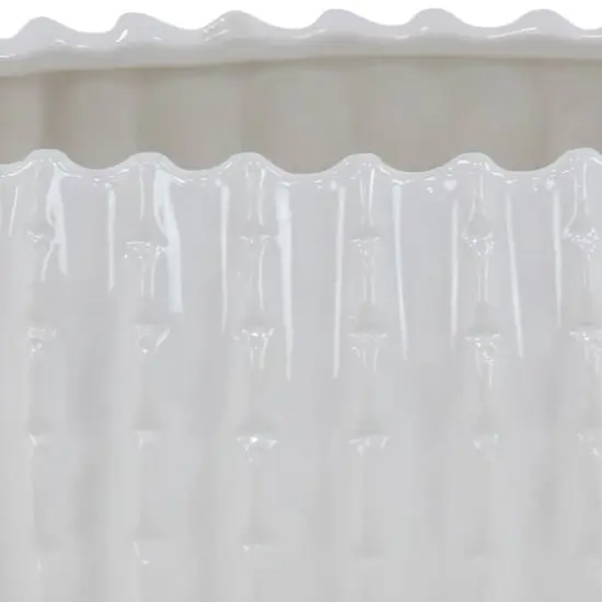 Set of 3 White Stoneware Traditional Planter, 9", 13", 17" {6}