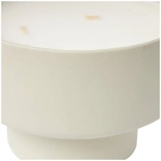 White Wax White Sage Scented Candle with Elevated Matte Light Gray Container {7}