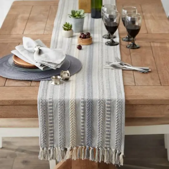 DII&reg; 72" Braided Stripe Table Runner Cool Gray {5}