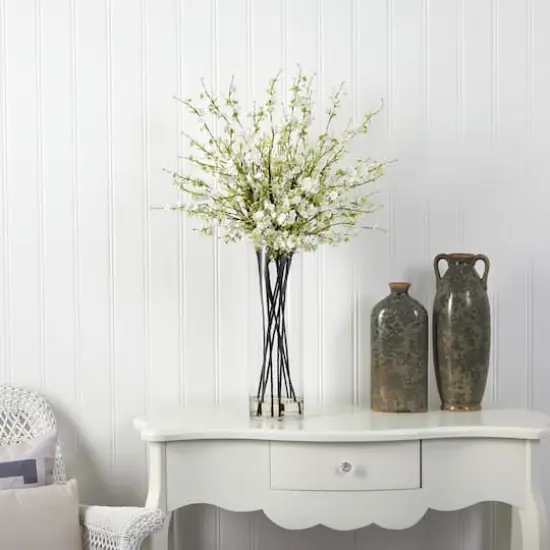 38" White Giant Cherry Blossom Arrangement in Vase {8}