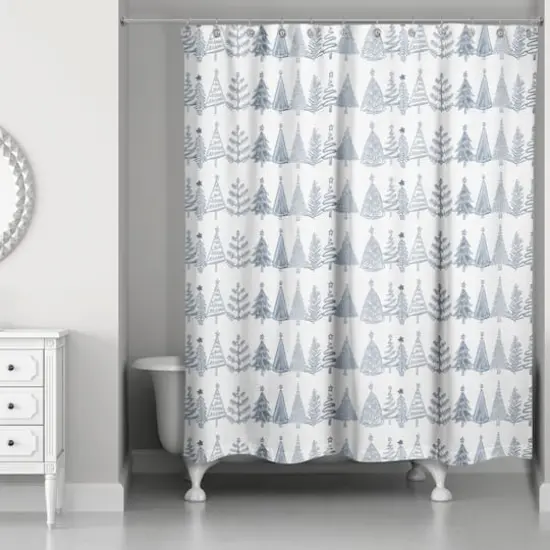 Blue Tree Pattern 71" x 74" Shower Curtain {3}
