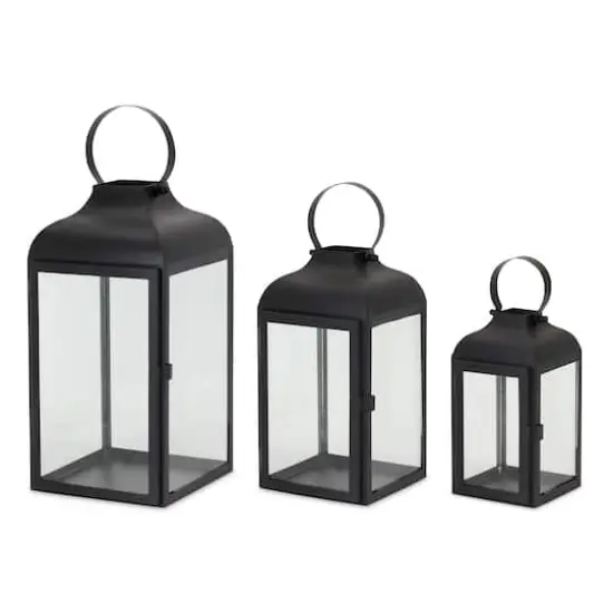Black Iron Lantern Set, 10", 12.75" & 16" {1}