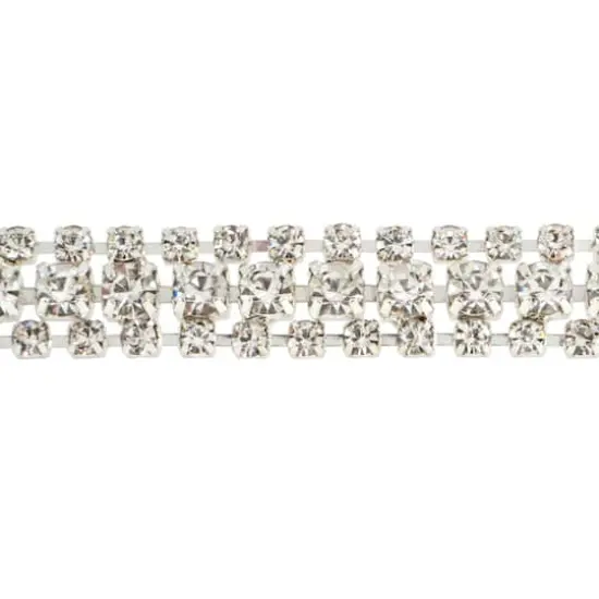 3yd. Glass 3-Row Rhinestone Chain Spool by Bead Landing&trade; Clear/Silver Finish {3}