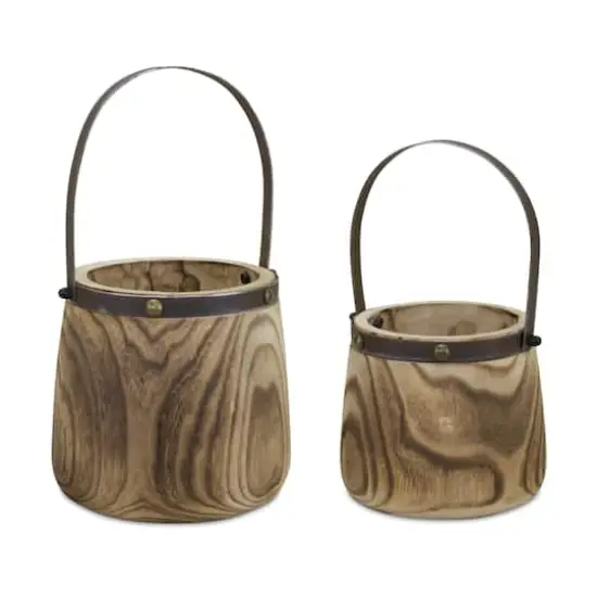 Natural Wooden Pail Set {1}