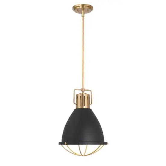 Hello Honey&reg; Kent Industrial Oversized Caged Metal Ceiling Light Black/Gold {4}