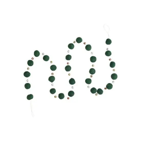 Hello Honey&reg; 6ft. Green Wool Felt Balls & Bells Garland {5}