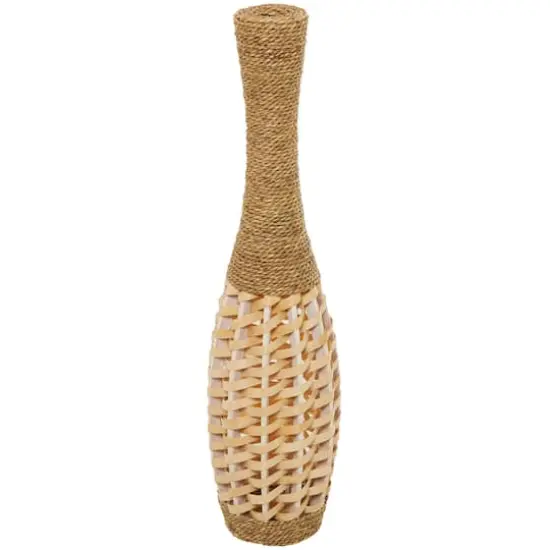 Brown Seagrass Handmade Thin Woven Floor Vase {3}