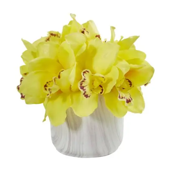 7" Boat Orchid in Marbled Vase Yellow {1}