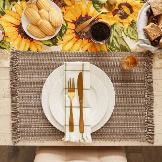 DII&reg; Variegated Fringe Cotton Placemats, 6ct. Mushroom {6}