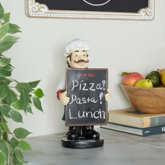 13" Polystone Chef with Black Chalkboard Sign {9}