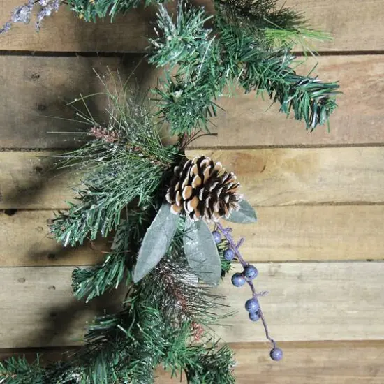 Blueberries & Snowy Pine Cones Mixed Pine Artificial Garland, Unlit {7}