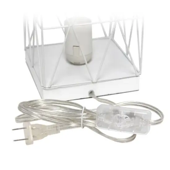 Simple Designs 10" Geometric Square Metal Table Lamp White {9}