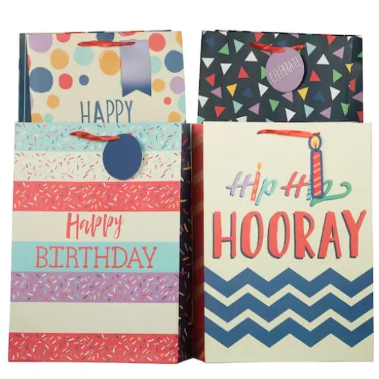 JAM Paper Jumbo Shapes Birthday Gift Bag Assortments, 12ct. {1}
