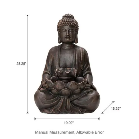 Glitzhome&reg; 28.25" Zen-Style Meditating Buddha Statue Outdoor Fountain with LED Light {9}