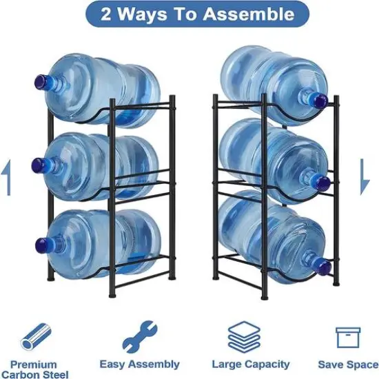 NEX&trade; 3-Tier 5-Gallon Black Water Jug Storage Rack {7}