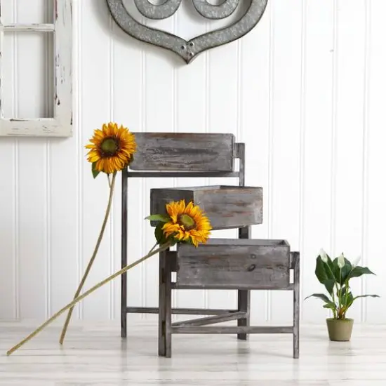 3.5ft. Gray Washed Expandable Decorative Planter {7}