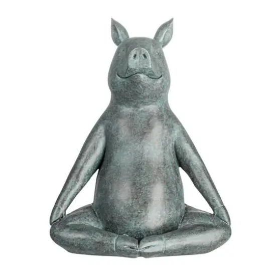 Hello Honey&reg; 12" Gray Yoga Pig Decoration {1}