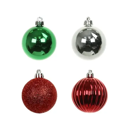 40 Pack 2.25" Red, Silver & Gold Solid & Glitter Shatterproof Ball Ornaments by Ashland® {4}