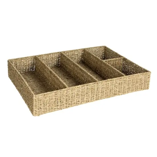 Hello Honey&reg; 32" x 21" Natural 5-Section Handwoven Seagrass Tray {1}