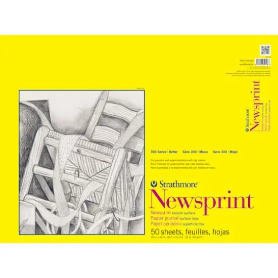 Strathmore&reg; 300 Series 18" x 24" Smooth Newsprint Paper Pad {1}