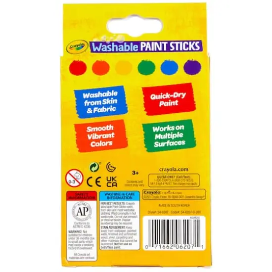 Crayola&reg; Washable Paint Sticks, 3 Packs of 6 {4}