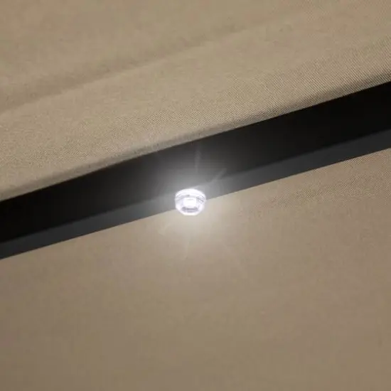 9ft. Solar Lighted Outdoor Patio Market Umbrella Beige {6}