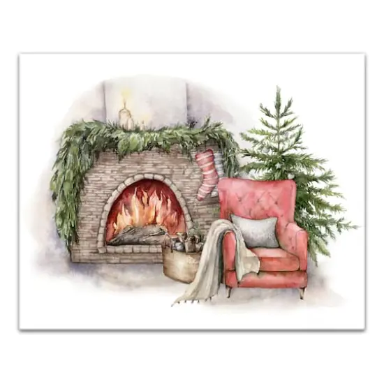 Cozy Fireplace Canvas Wall Art {1}