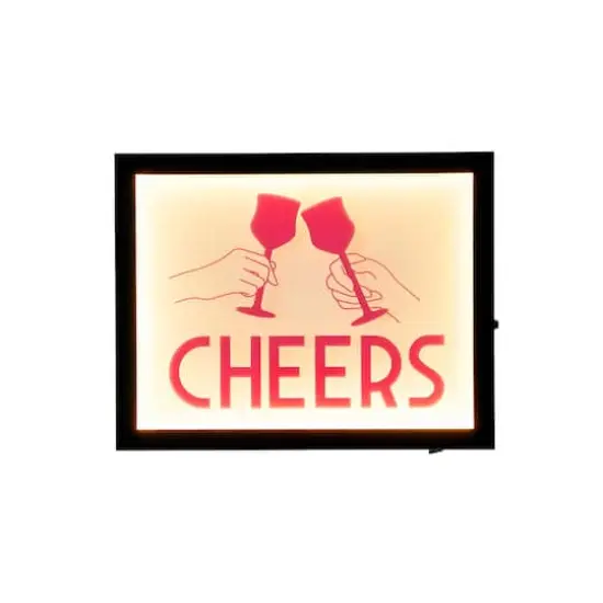 American Art Decor Tipsy Printed Cheers LED Light Box Wall Sign - 14" x 11" x 1.6" {4}