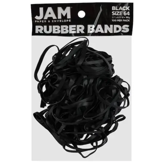 JAM Paper Size 64 Black Rubber Bands, 100ct. {1}