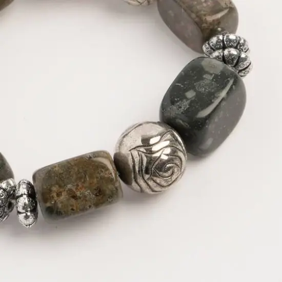 John Bead Jasper No.86 Natural Stone Stretch Bracelet {3}