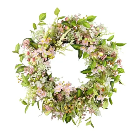 26" Artificial Dogwood Floral Spring Wreath {1}