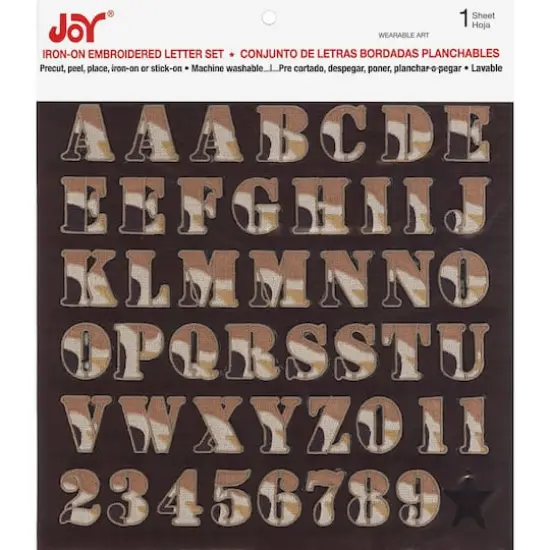 Joy&reg; 1" Iron-On Embroidered Camo Letter Set Brown {1}