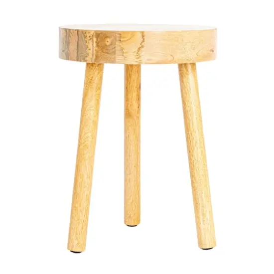 Hello Honey&reg; Natural Round Mango Wood Stool {4}